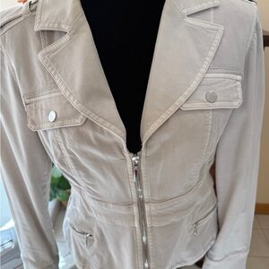 White House Black Market Taupe Zip-Front Utility Jacket